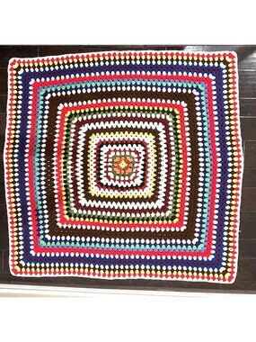 Granny Square Cozy Handmade Crochet Colorful Blanket  Afghan Throw 50"x50"